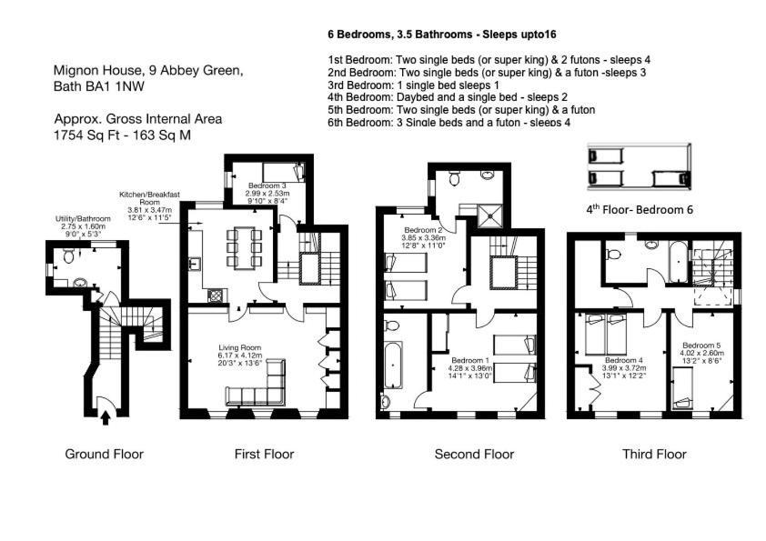 Apartment 6 Bedroom Centre Georgian Town House - Abbey & Baths-2 Min Walk Bath